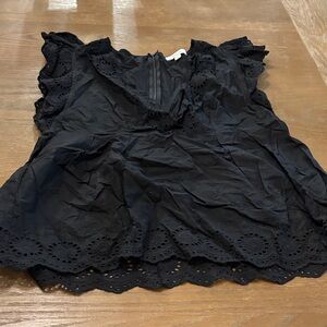 Chic Black Eyelet Women's Blouse